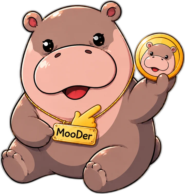 MooDer holding a MooDer coin